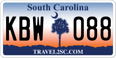 SC license plate KBW088