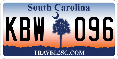 SC license plate KBW096