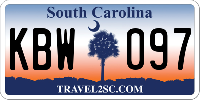 SC license plate KBW097