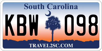 SC license plate KBW098