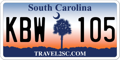 SC license plate KBW105