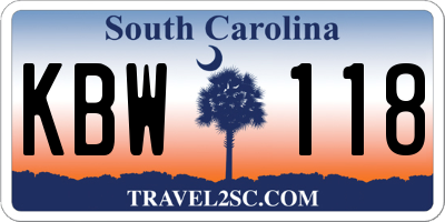 SC license plate KBW118