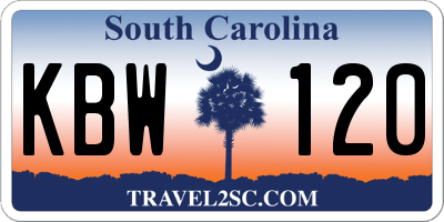 SC license plate KBW120