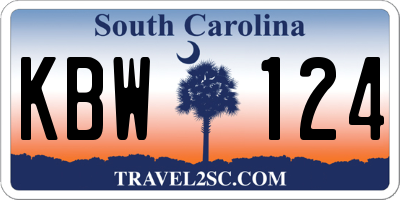 SC license plate KBW124