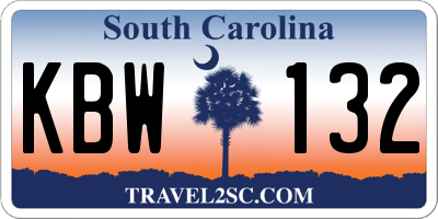 SC license plate KBW132