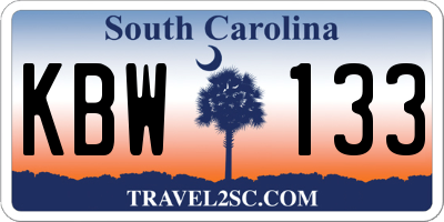 SC license plate KBW133