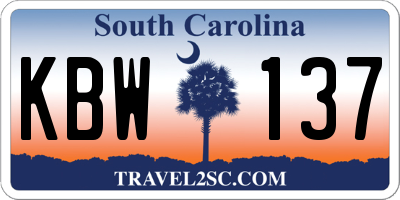 SC license plate KBW137