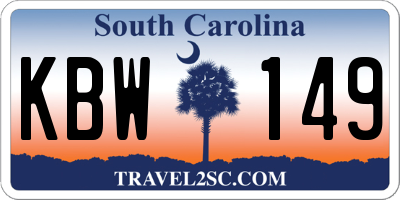 SC license plate KBW149