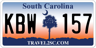 SC license plate KBW157