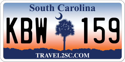 SC license plate KBW159