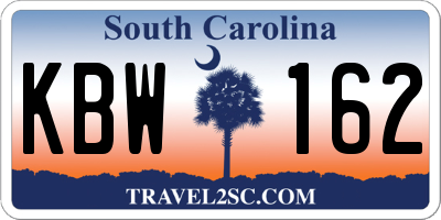 SC license plate KBW162