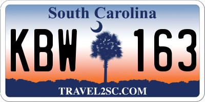 SC license plate KBW163