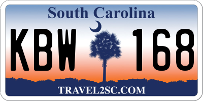 SC license plate KBW168