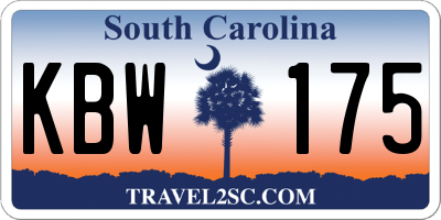 SC license plate KBW175