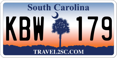 SC license plate KBW179