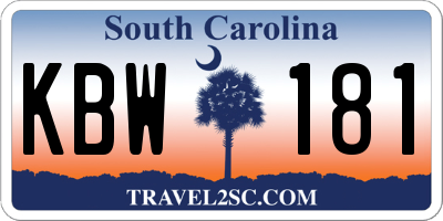 SC license plate KBW181