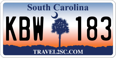 SC license plate KBW183