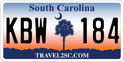 SC license plate KBW184