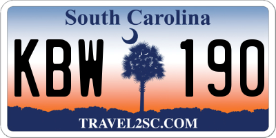 SC license plate KBW190