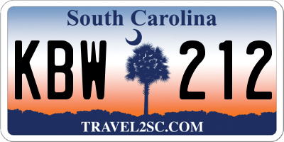 SC license plate KBW212