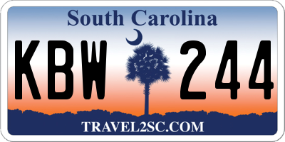 SC license plate KBW244
