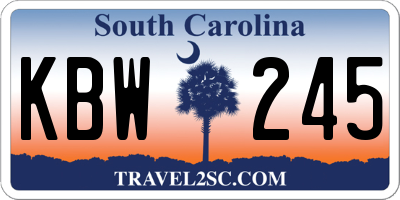 SC license plate KBW245