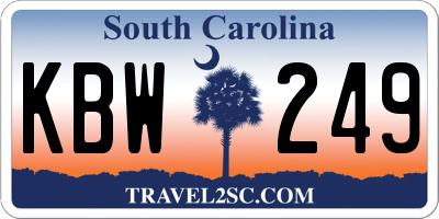 SC license plate KBW249