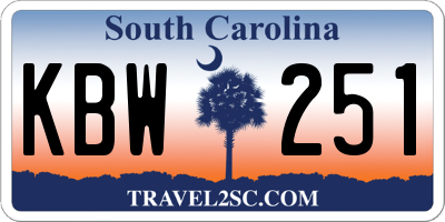 SC license plate KBW251