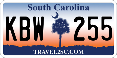 SC license plate KBW255