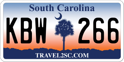 SC license plate KBW266