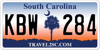 SC license plate KBW284