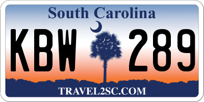 SC license plate KBW289