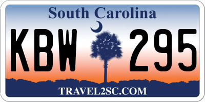 SC license plate KBW295