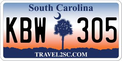 SC license plate KBW305