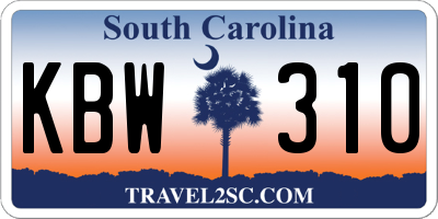 SC license plate KBW310