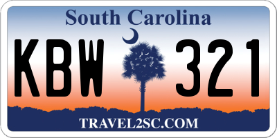SC license plate KBW321