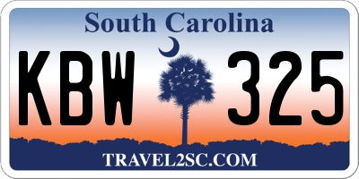 SC license plate KBW325