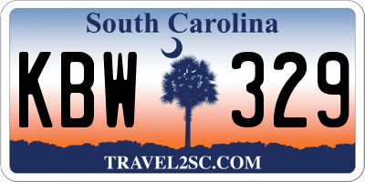 SC license plate KBW329