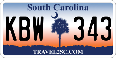 SC license plate KBW343