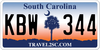 SC license plate KBW344