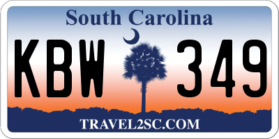 SC license plate KBW349