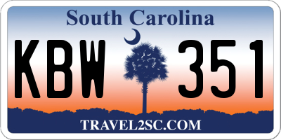 SC license plate KBW351