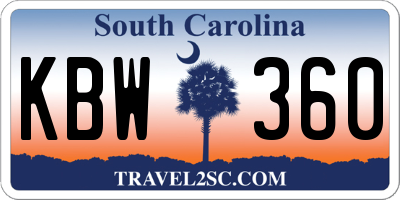 SC license plate KBW360