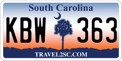 SC license plate KBW363