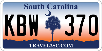 SC license plate KBW370