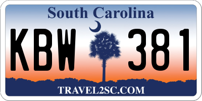 SC license plate KBW381