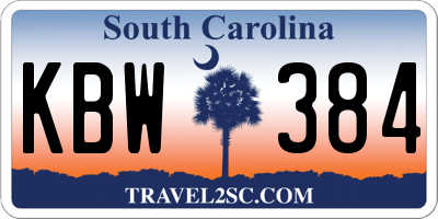 SC license plate KBW384