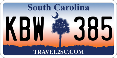 SC license plate KBW385