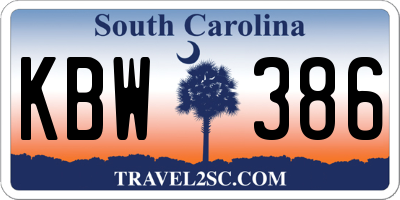 SC license plate KBW386