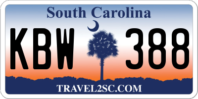 SC license plate KBW388
